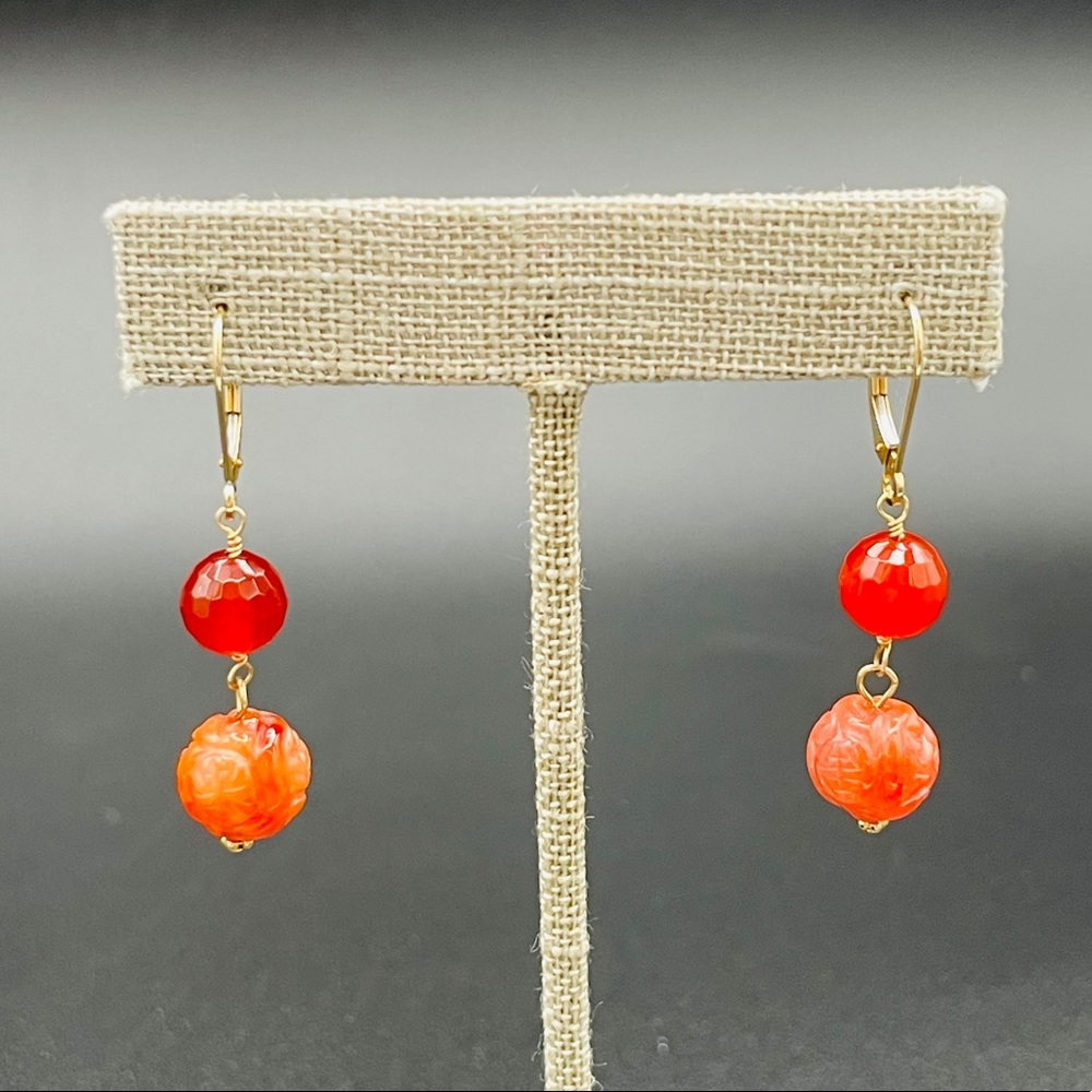 Carnelian and gold earrings